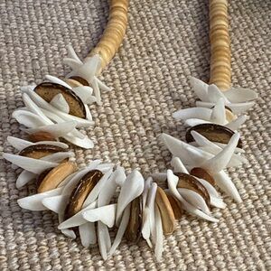 Natural Shell and Wood Beaded Necklace